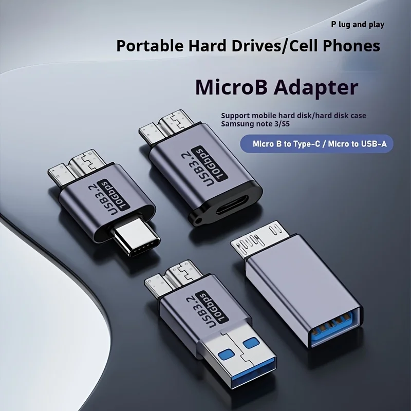 Micro B Hard Drive Adapter, USB Male/Female to Micro-B Adapter Mobile Hard Drive Cable Adaptor Extension USB3.2 to Hard
