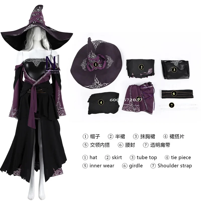 

3,k;6\g/Fashion Game Cosplay Costume Anime Recluse Role Playing Black Dress with Hat Full Set for Women Comic Con Hallowk;6,y'9\