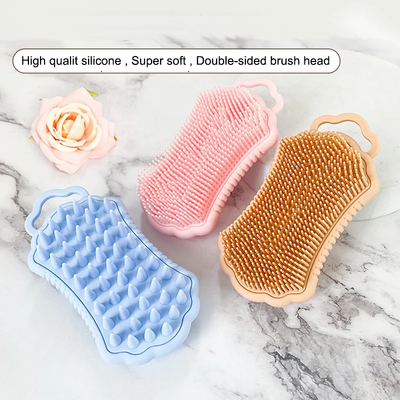 

Double-sided silicone bath brush, massage shampoo brush, soft bath rubbing bath both with body silicone brush