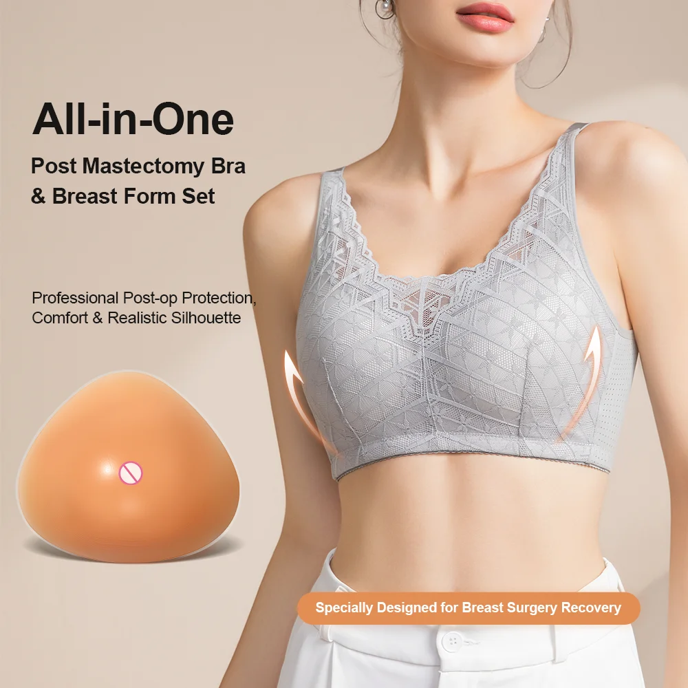 Mastectomy Bra Pocket - LERVANLA ブラジャー付き人工乳房フォーム乳房切除術後シリコンバストフォームポケット下着胸部プロテーゼ強化用
