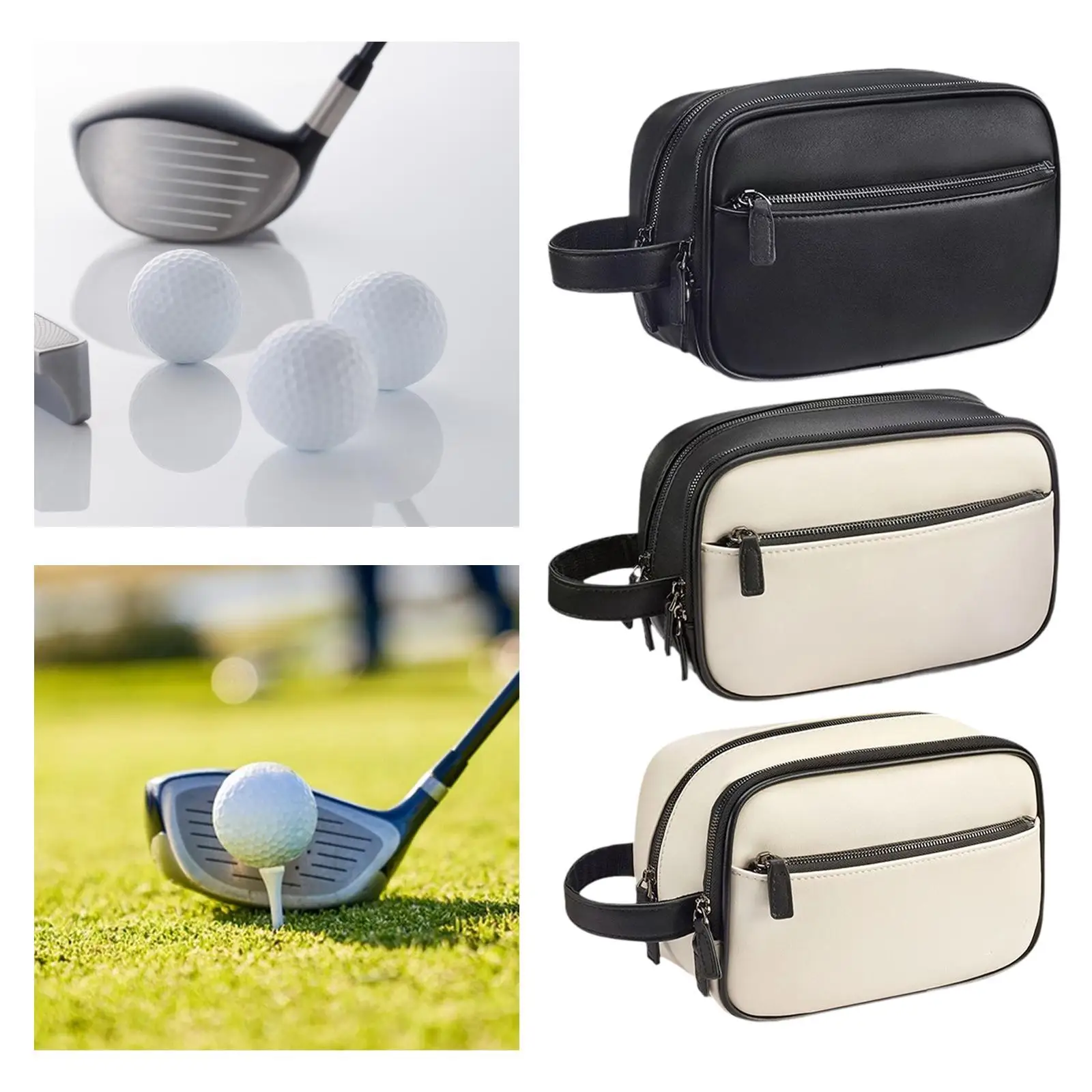 Golf Accessory Bag Zipper Closure Waterproof Travel Storage Pack Golf Ball Bag Handbag for Storing Tees Cards Balls Ball Markers