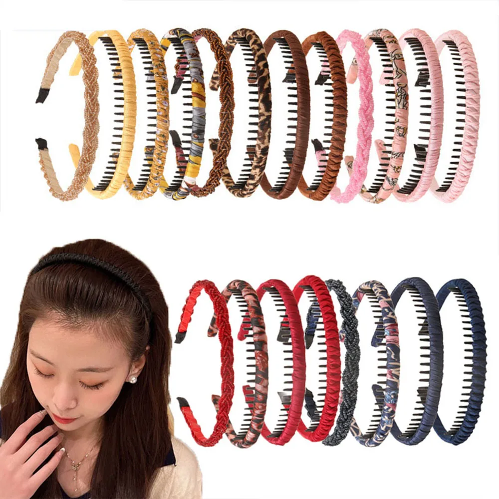 4pcs New Toothed Non-slip Headband Simple Solid Color Wash Face Cloth Hair Hoop Narrow Fashion Hairband Women Hair Accessories