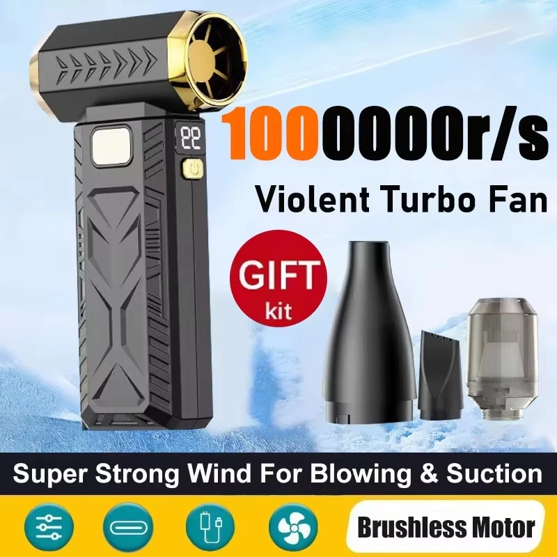 

Мощный исторонний вентилятор, ручной вентилятор с 5-мя настройками скорости, бесщеточный двигатель, турбовентилятор, перезаряжаемый вентилятор, 1000000 об/мин, 2026