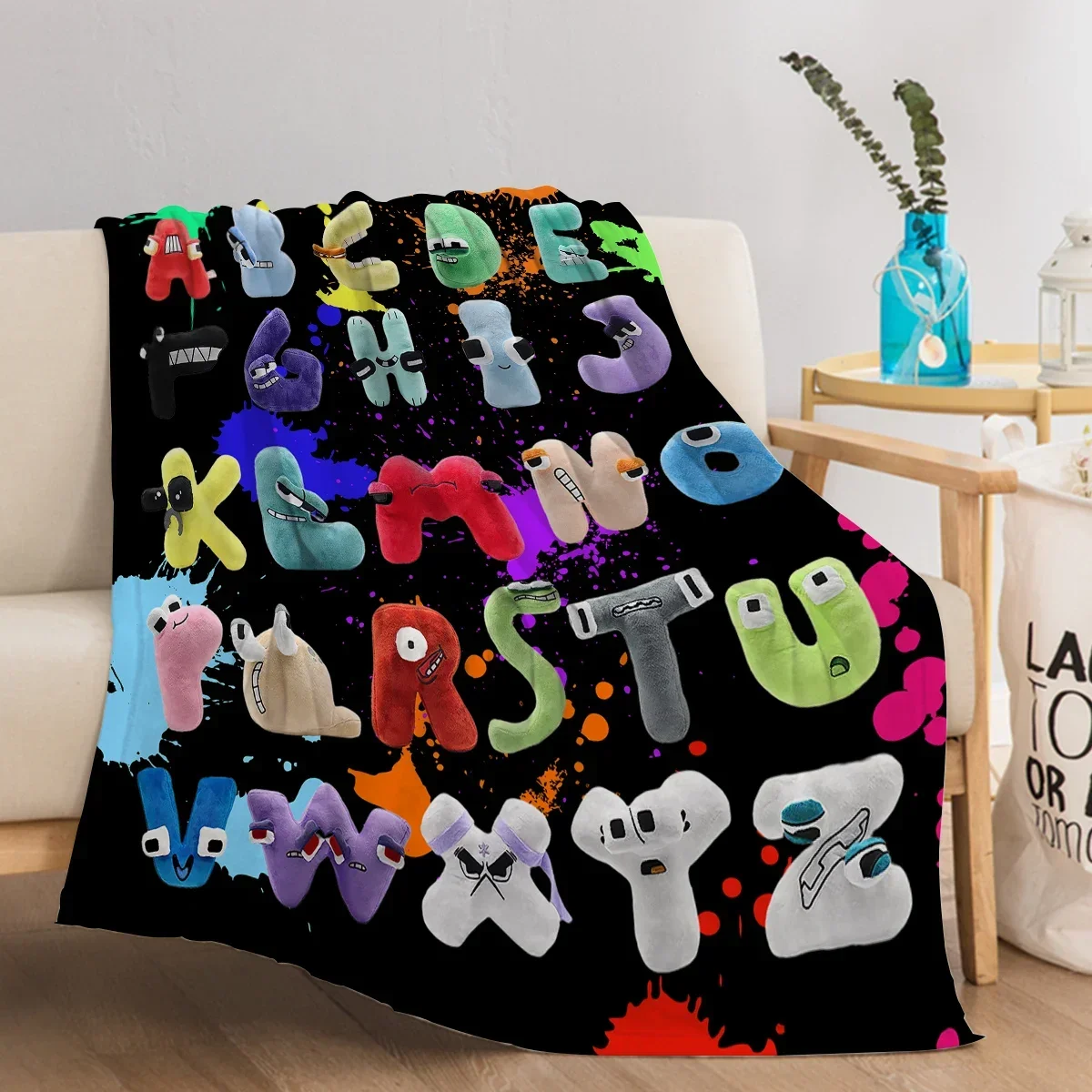 

Funny Alphabet Baby Blanket Colourful Alphabet Printed Soft Flannel Comfortable Blanket Warm Cozy Blanket Lore for Teens Adults