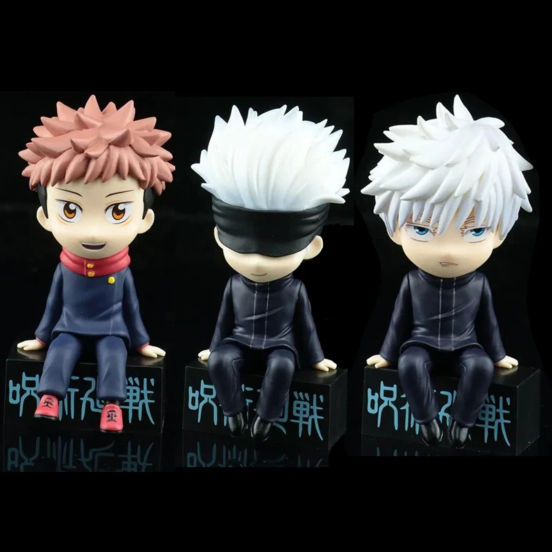 11cm Jujutsu Kaisen Anime Figure Q Version Sitting Satoru Gojo Action Figure Itadori Yuji Figurine Car Ornaments Model Doll Toys