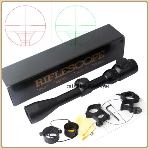 Riflescope 3-9x40 Rifle Sniper Scope Red or Green Illuminated Optical with Mounts Mil Dot Fit Free Crosshair #251212