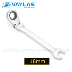 18mm Dull Polished Combination Wrench Flexible Head 72T Ratchet and Open End High Torque Spanner Repair Hand Tool