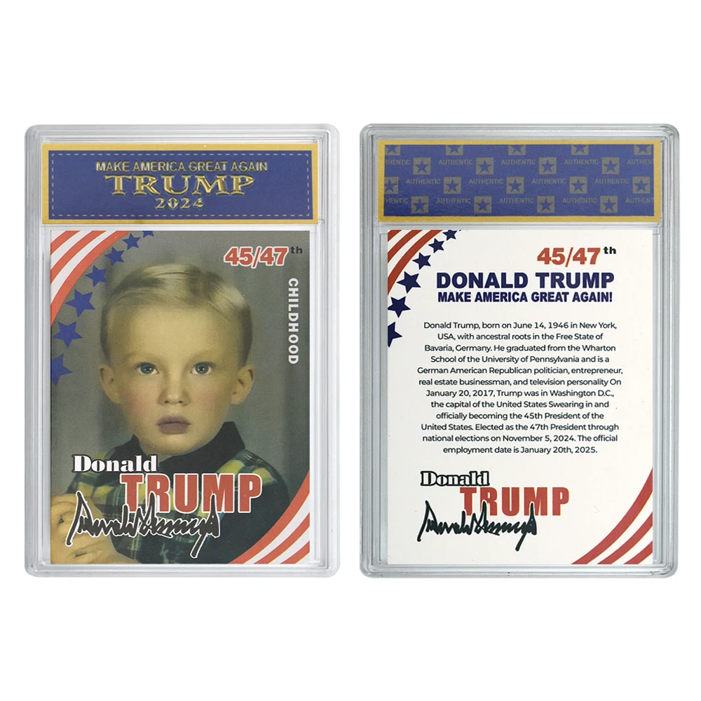 2024 US 47th President Donald Trump Rating Themed Card Featuring Childhood Adulthood Photos Trading Card Collectibles Fans Gift