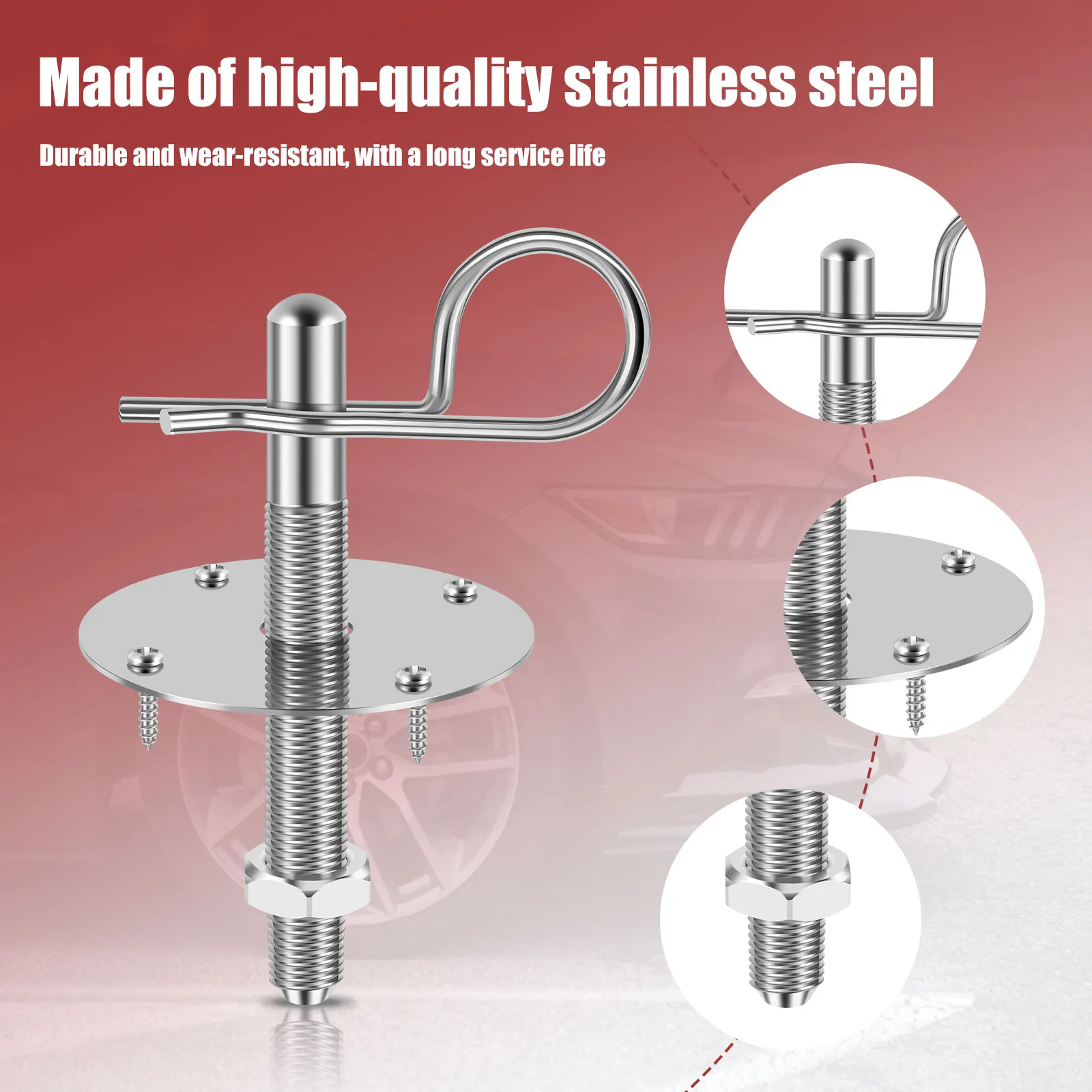 قفل غطاء محرك السيارة سباق السيارات هود دبوس قفل الفولاذ المقاوم للصدأ الإفراج السريع بونيه قفل كليب عدة العالمي تعديل الملحقات