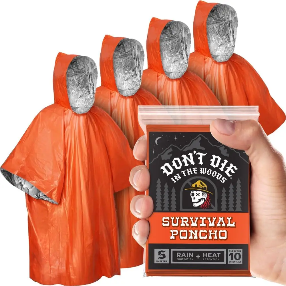 

Emergency Poncho - Mylar Space Blanket for Hiking, Camping, First Aid, Survival
