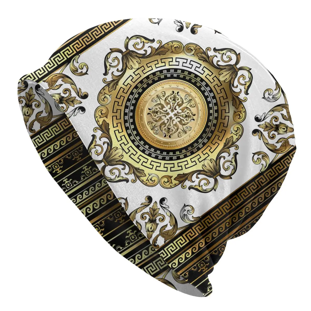 Ornate Baroque Bonnet Homme Outdoor Thin Skullies Beanies Greek Key Caps For Men Women Novelty Hats