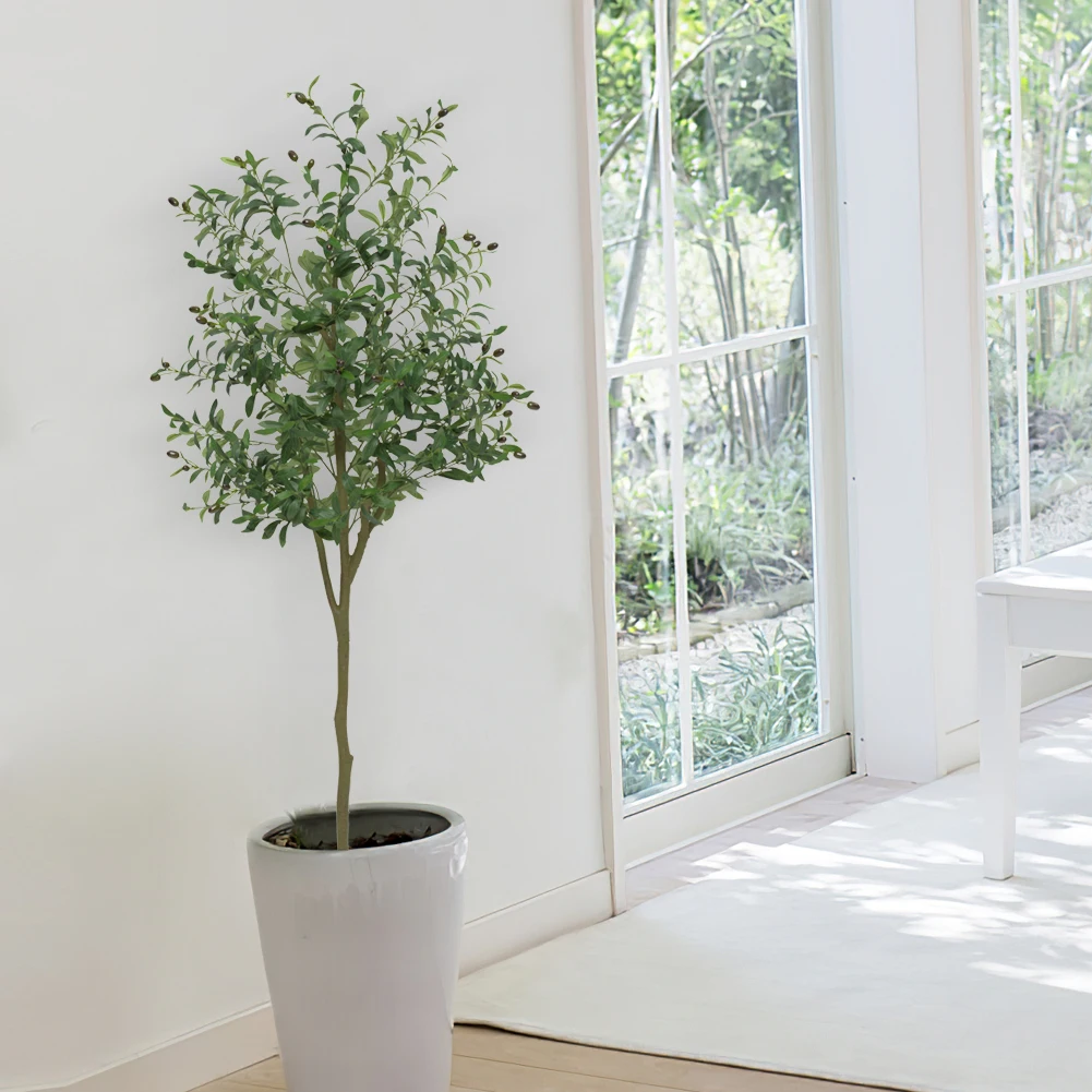 

Высокое искусственное растение с реалистичными листьями и плодами, устойчивое к УФ-излучению, реалистичное искусственное оливковое дерево для прихожей, гостиной, домашнего декора