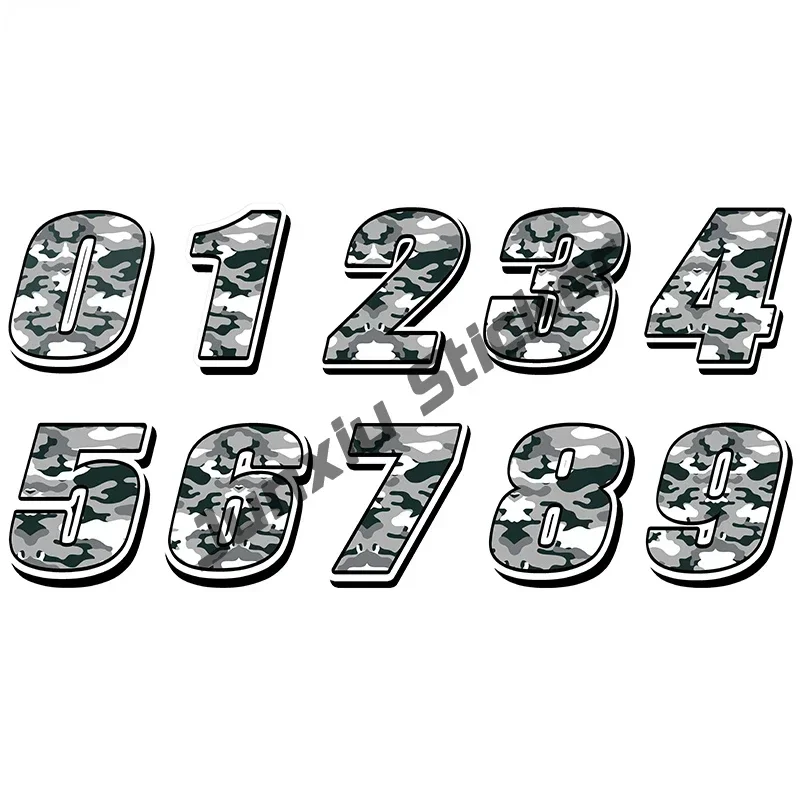 

Grey Camouflage Car Sticker Styling Racing Number Camouflage Sticker Motocross Car Decal Bike Waterproof Decals Car Accessories