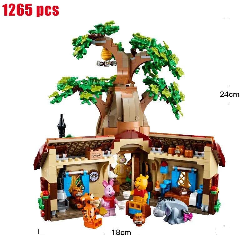 1265Pcs 99903 Winnie the Pooh Tree House Blocks Bear DIY Building Block 61326 3D Model Assembly Bricks 21326 Kids Toy New Gifts