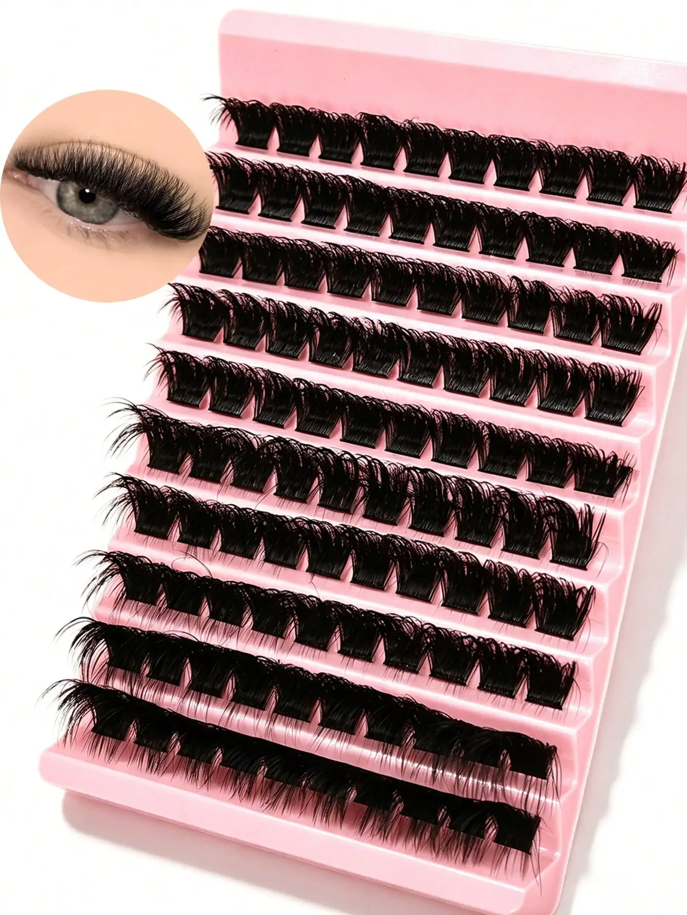 DIY Wimpern-Cluster-Verlängerungsset, flauschige D-Curl-Einzelwimpern, voluminöse, wiederverwendbare, segmentierte Wimpern für das Heim-Make-up – Detail 1