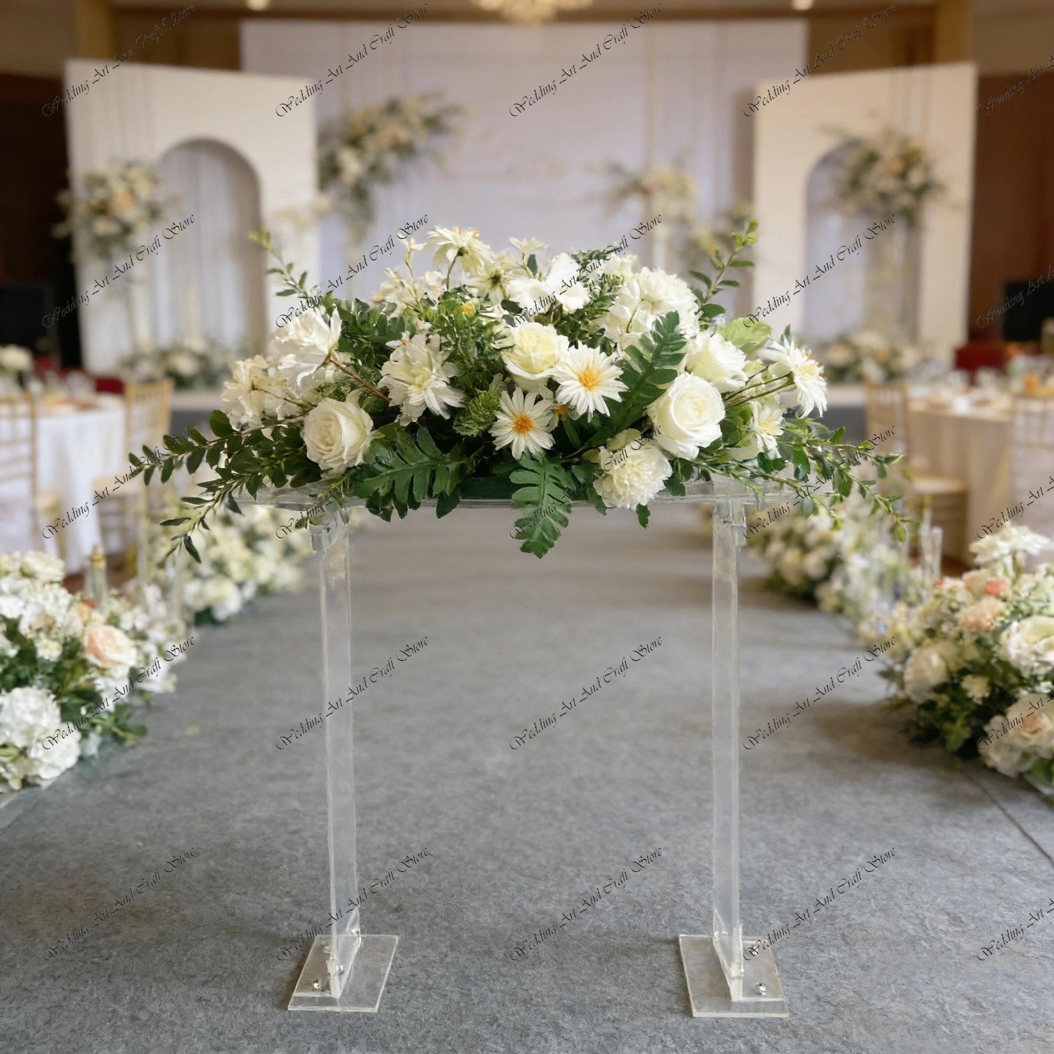 

6pcs f30 90-120cm Customizable Acrylic Transparent Rectangular Flower Stand Display Riser for Wedding Table Centerpieces ivy854