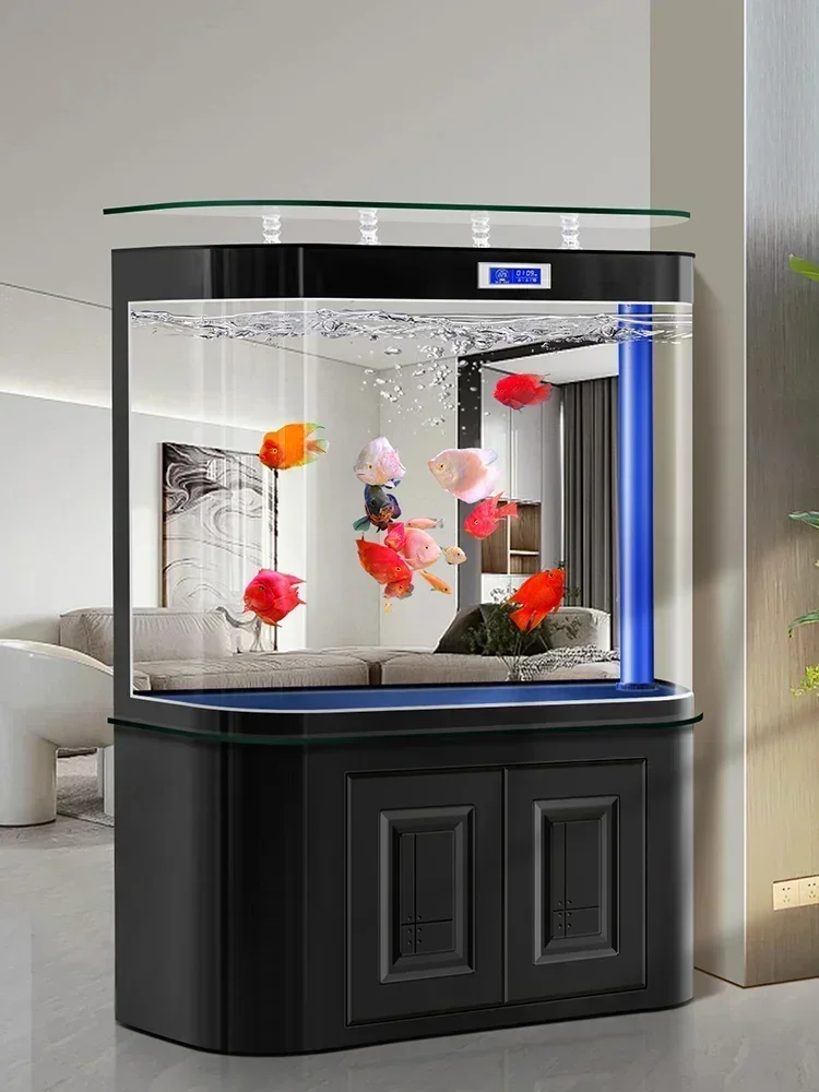 cqyLiving Room Large Double Circle Wall Bottom Filter Ecological Aquarium Intelligent Fish Globe Change Water