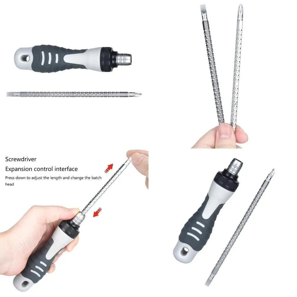 

E8BD Mini Ratcheting Screwdriver Adjustable Length Telescopic Screwdriver Drill Bit Ratcheting Screwdriver Set