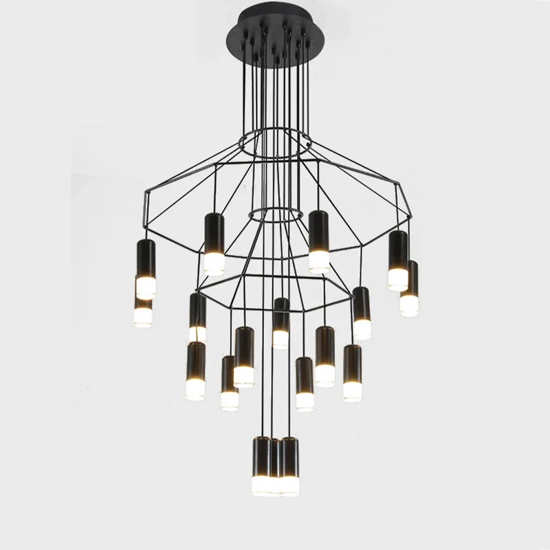 2025 Modern Salon Chandelier Kitchen Living Dining Room Lobby Hall Stair Wireflow Hanging Lamp Loft Nordic Deco Pendant Light Lu