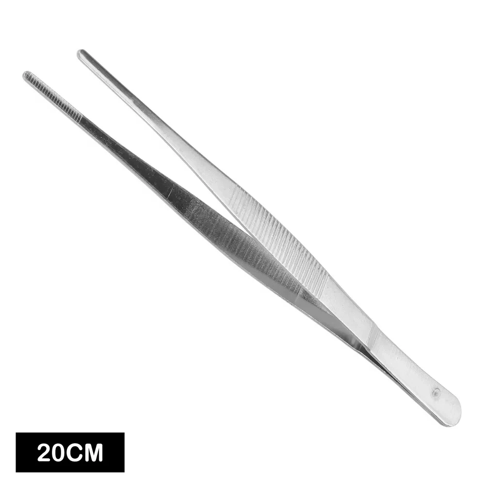 Stainless Steel Straight Toothed Tweezer for Home Medical Garden and Kitchen Use Long Barbecue Food Tong 20CM/30CM LK-AA69