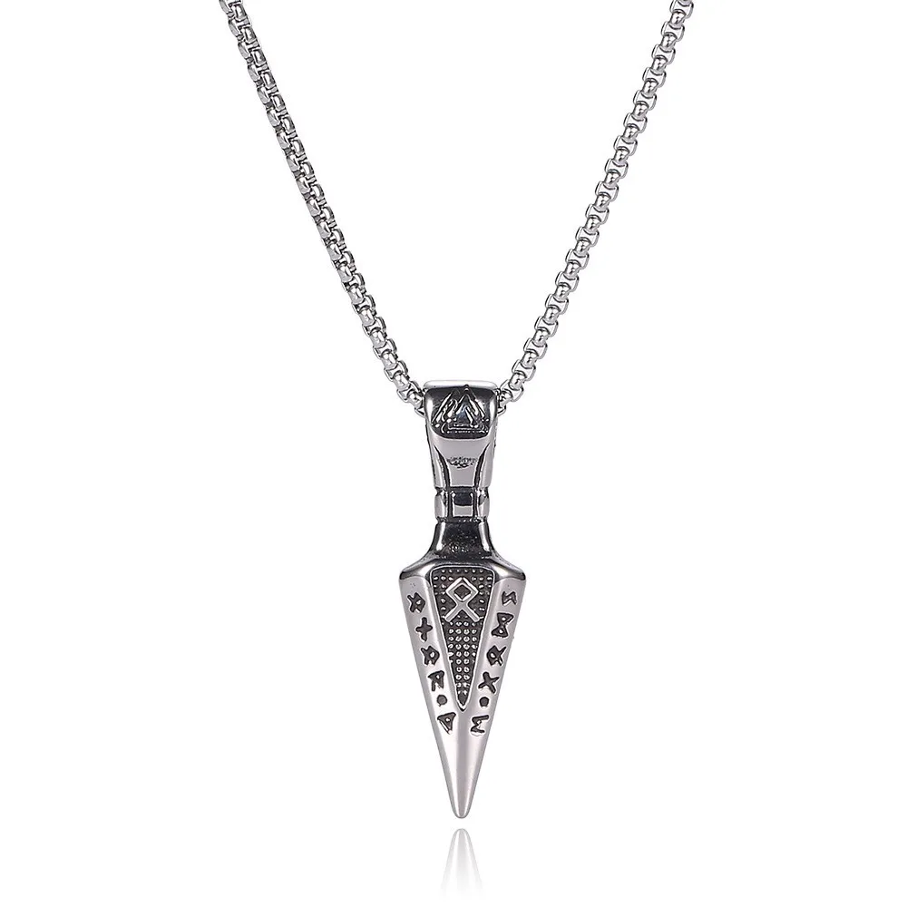 Vintage Nordic Rune Viking Arrow Pendant Necklace Charm Men's Necklace New Fashion Hip Hop Punk Accessories Party Gift Jewelry