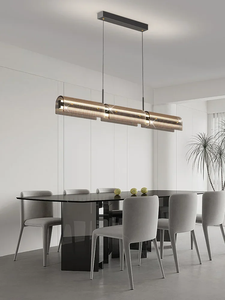 Italiano Minimalista Vidro Luzes Pingente, Restaurante Pendurado Luz, Modern Nordic Long Strip, Designer Light, Lâmpadas de jantar, Luxo