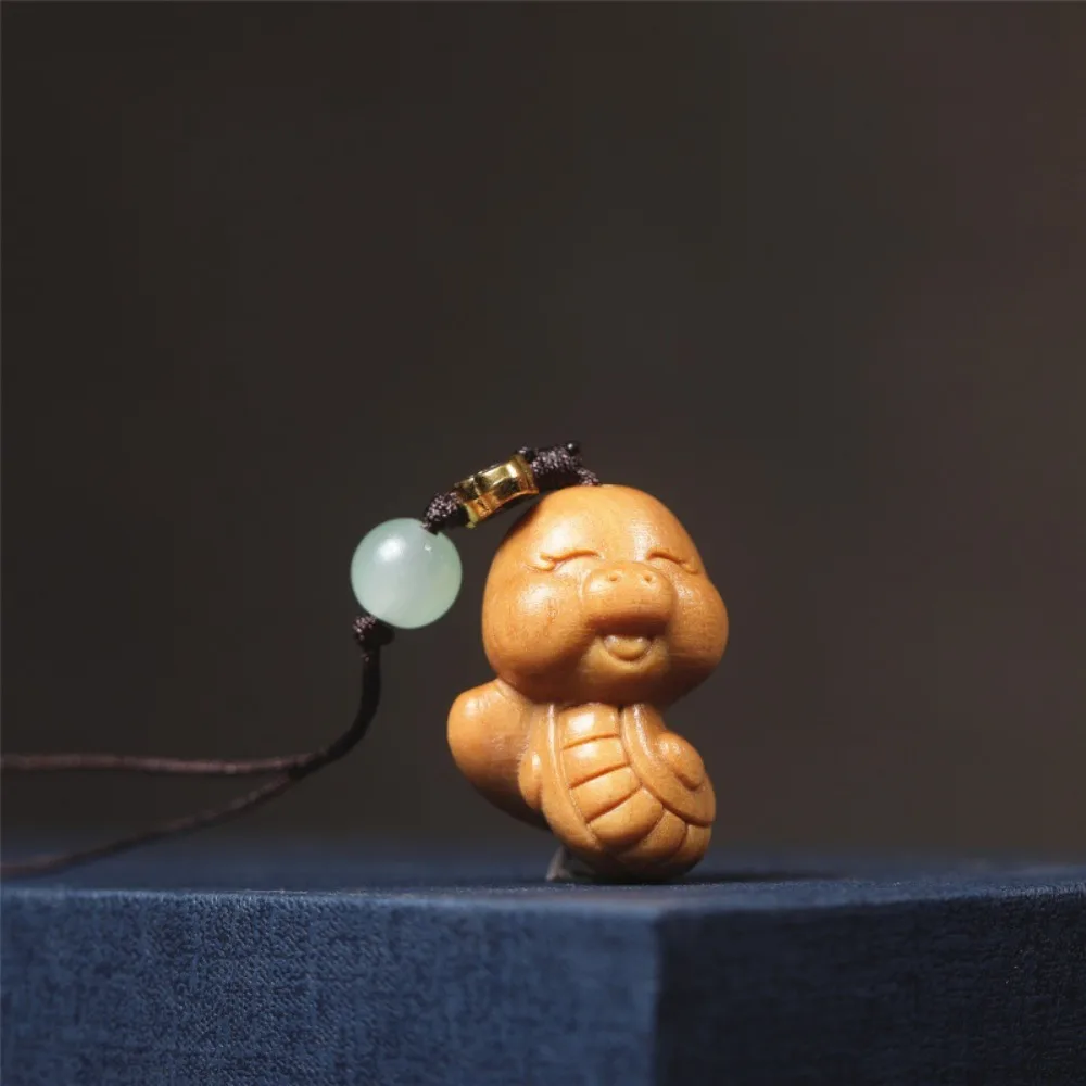 Statue Mini Zodiac Snake Phone Chain Waterproof Auspicious New Year Carved Pendant Cute Beads Green Sandalwood Ornament Men