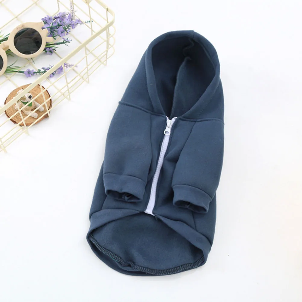 

Dog Hoodie For Puppy Warm Solid Color Pet Clothes Comfortable Easy Wear Blue L Outdoor Walking Jogging Party Photo Use