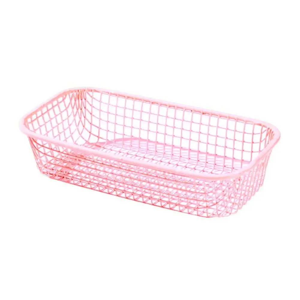 1PC Desk Sundries Wire Storage Basket Student Office Stationery Storage Box  Desktop Organizer For Living Room Home Decor