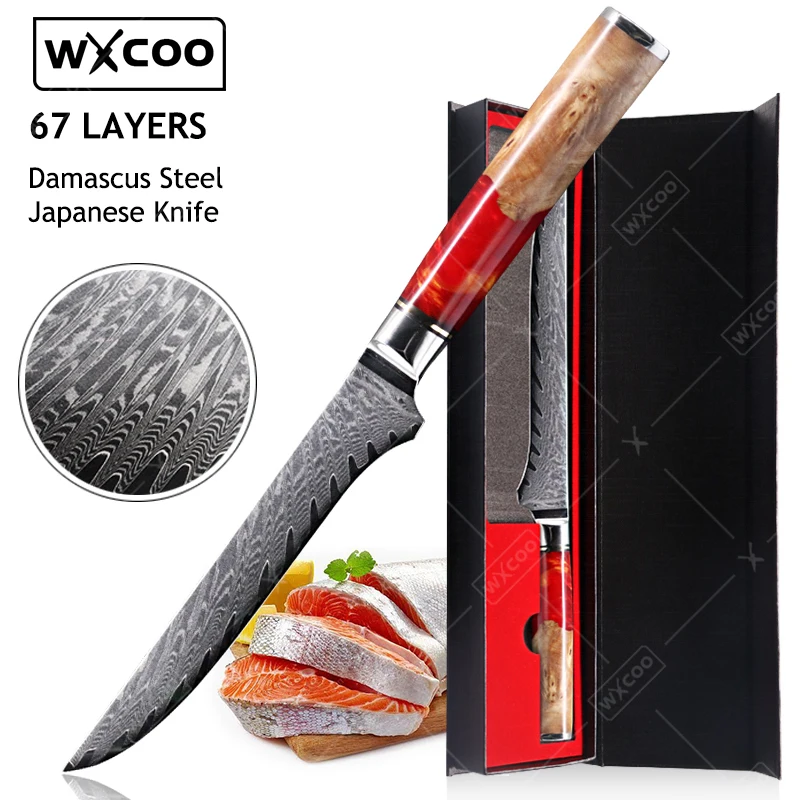 

WXCOO Boning Knife Damascus Steel Kitchen Knives Chef Butcher Cleaver Paring Knife Utility Fish Slicer Chef Kitchen Cooking Tool