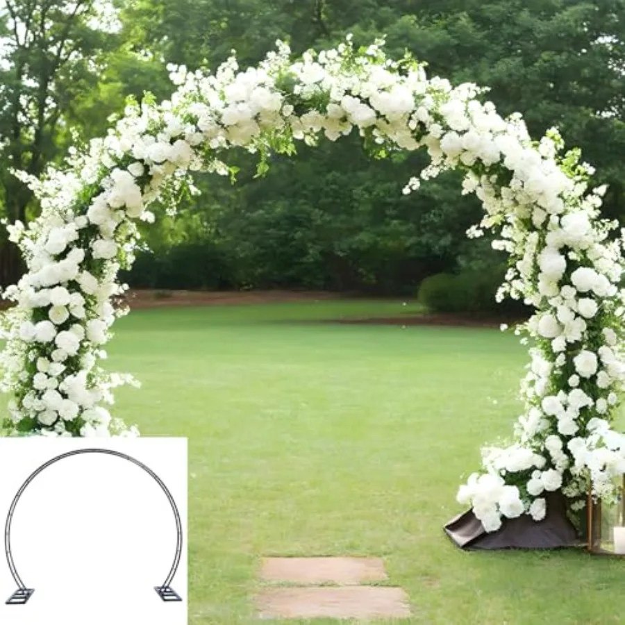 126 x 110 Garden Arch Wedding Arches for Ceremony in White with Floral Design and Durable Metal Frame