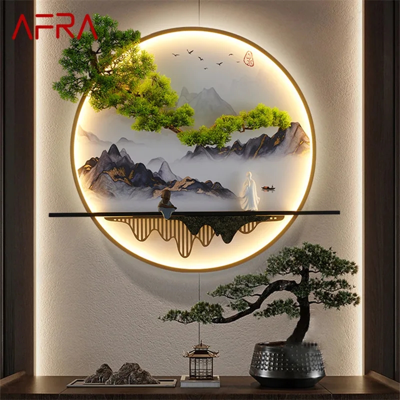 AFRA lampu LED gambar dinding, lampu dalam Kreatif lanskap Cina Mural lampu LED untuk rumah tamu kamar tidur belajar