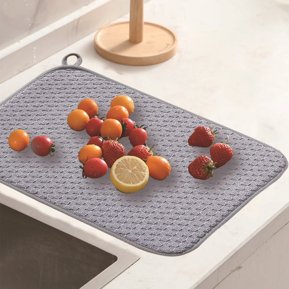 Kitchen Dish Drying Mat In The Cabinet Drying Mats Microfiber Absorbent Table Placemat Non Slip Heat Resistant Drain Drying Pad