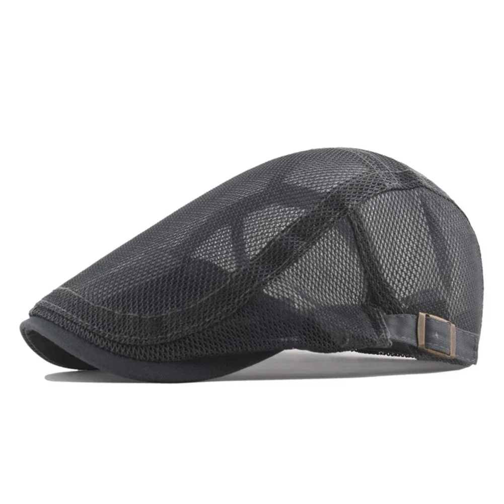 New Men\'s Breathable Mesh Ivy Hat Berets Unisex Women Summer Newsboy Cap Adjustable Outdoor Sports Cabbie Hat