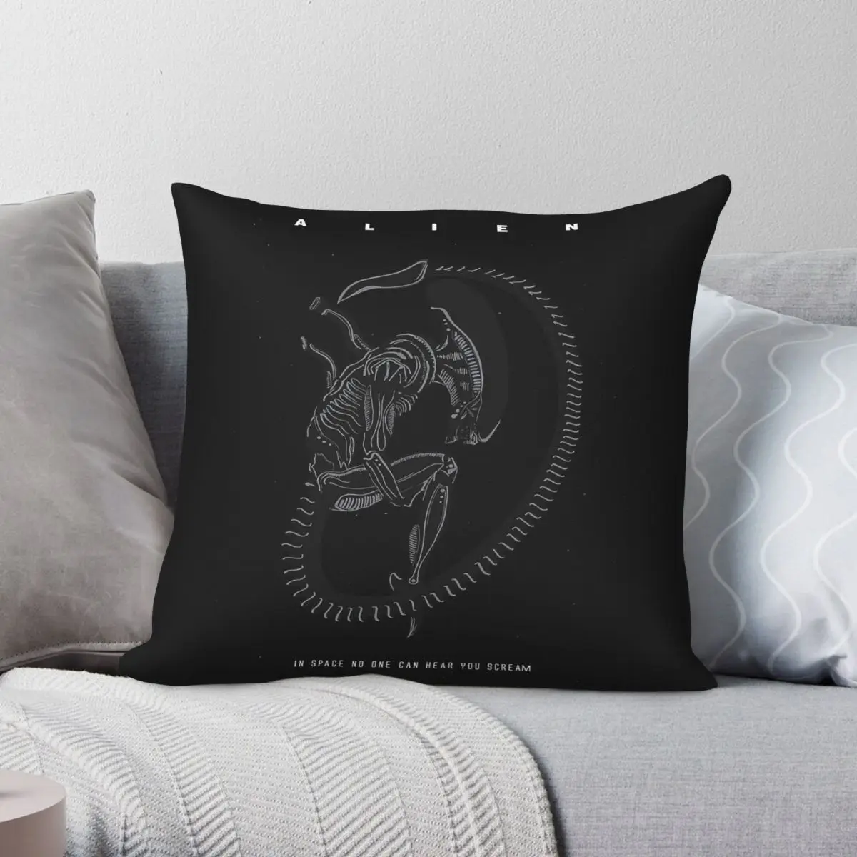 Alien Xenomorph Square Pillowcase Polyester Linen Velvet Creative Zip Decor Pillow Case Home Cushion Case