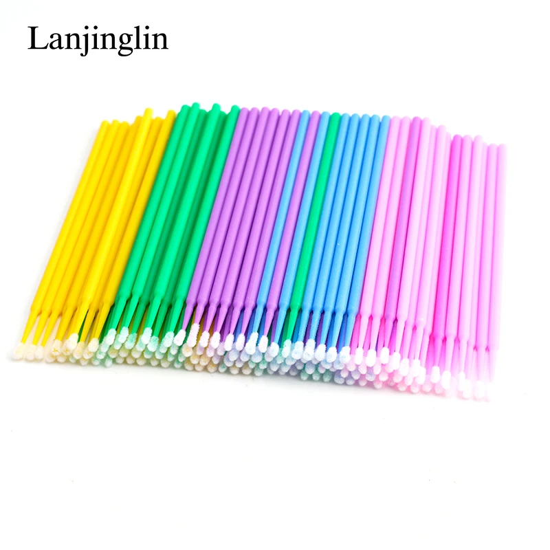 5/100PCS Disposable Cotton Swab Colorful Individual lash Applicators Mascara Brushes Eyelash Extension Micro Brush Make up Tools