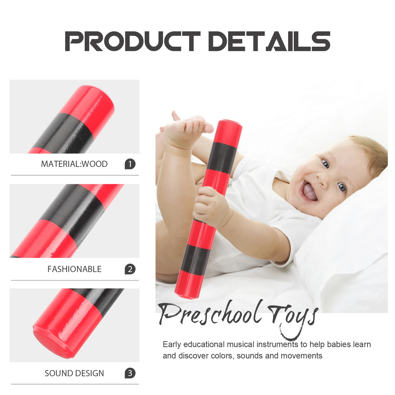 

2 Pcs Rhythm Stick Stripe Sound Kids Music Instruments Toy Musical for Children Percussion Toys