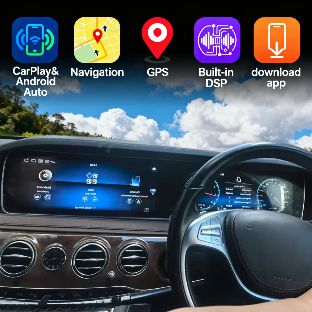 25.6inch new Dual Screen  Android Radio For Mercedes-Benz S Class W222 2018-2021 Carplay Car GPS Navigation Multimedia DSP Sound