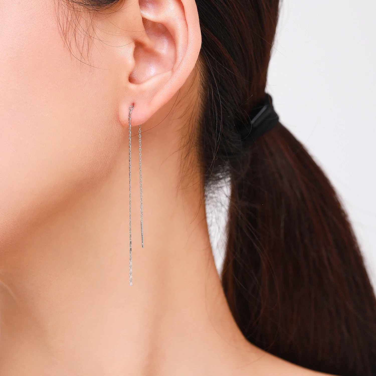 Modian Eenvoudige Mode Lange Kwast Ketting Oorbellen Charm 925 Sterling Zilveren Classic Dangle Oor Voor Vrouwen Bruiloft Sieraden