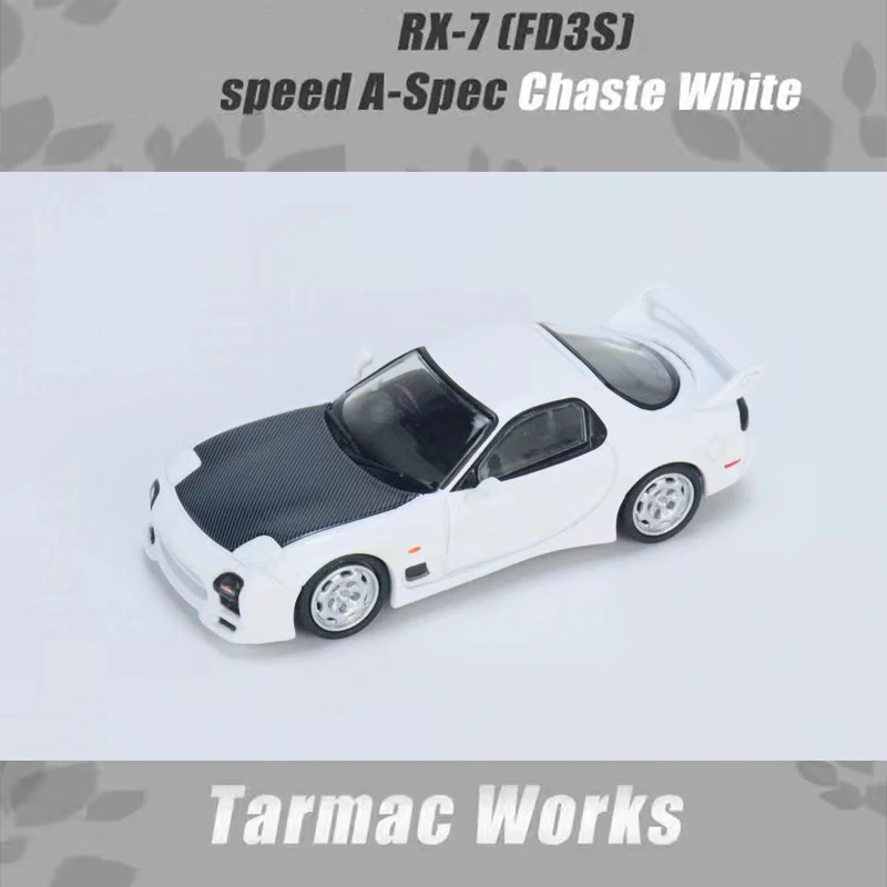 Tarmac Works 1:64 Model Car RX-7 (FD3S) Speed A-Spec Alloy Die-cast White Carbon