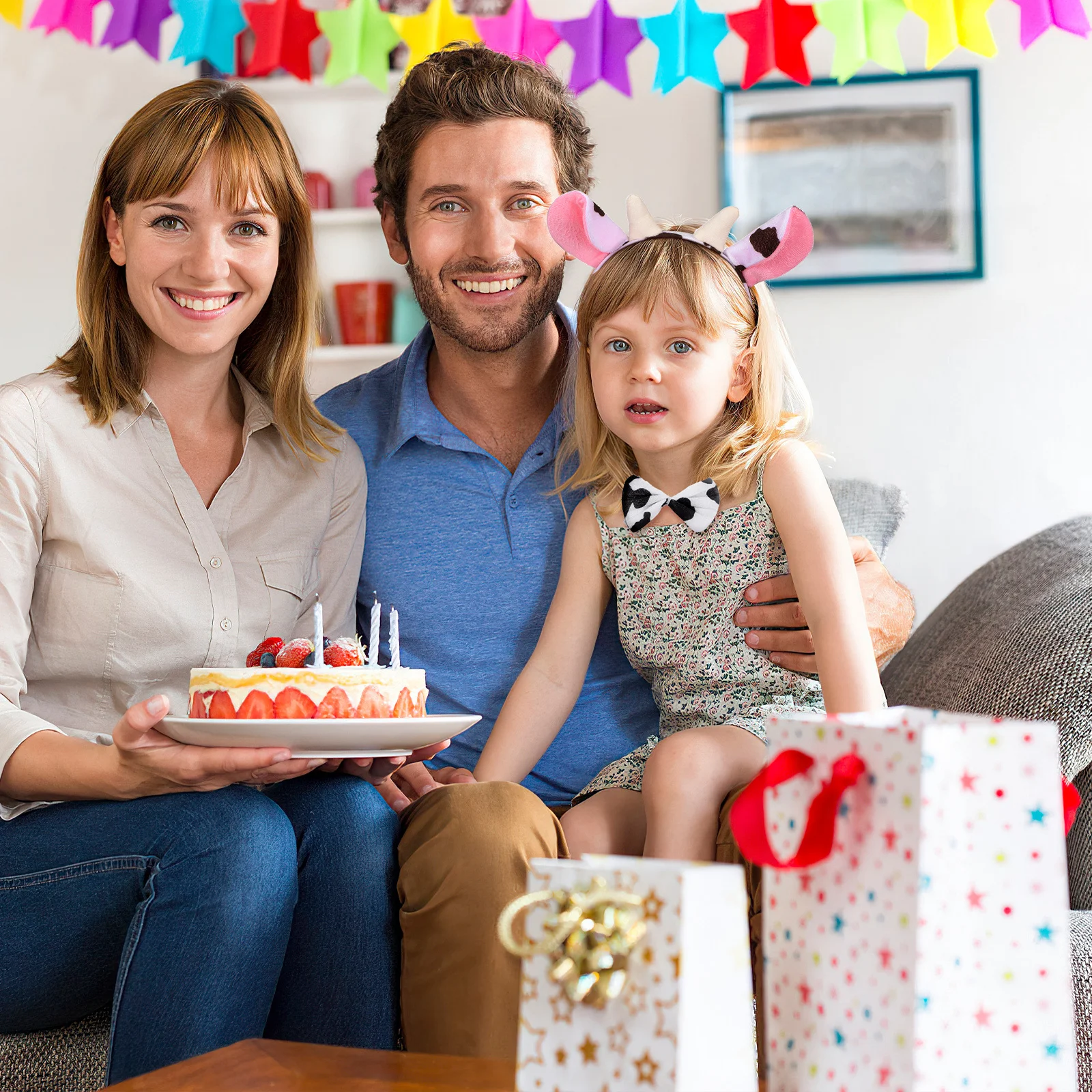 3Pcs Cow Ears Tail Bowtie Set Comfortable Material Halloween Costume Prop Carnival Cosplay Party Halloween Costume