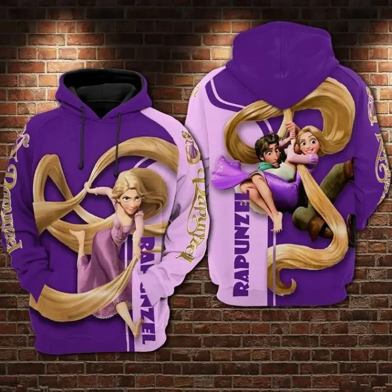 Disney Tangled Characters 3d Hoodie Rapunzel and Flynn Rider Tangled Over Print 3d Zip Hoodie