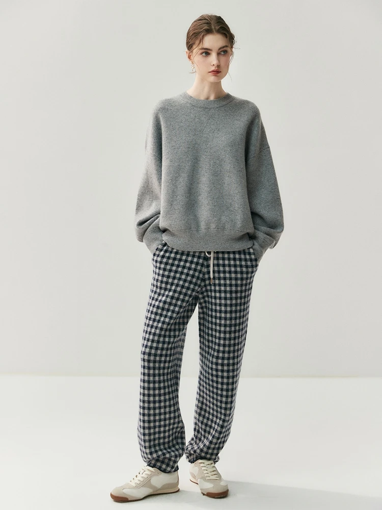 

TLOML женский 100% кашемировый трикотаж с круглым вырезом, повседневный свободный пуловер, свитер, толстый теплый роскошный дизайн, джемпер, осенне-зимняя одежда