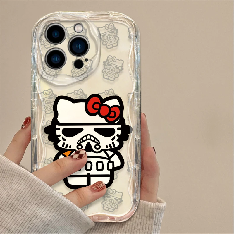 Hello Kitty Stars Wars Silicone Case For iPhone 15 14 13 12 11 Pro Max X XR XS 8 7 6 6S Plus SE 2020 Wave Shockproof Soft Cases