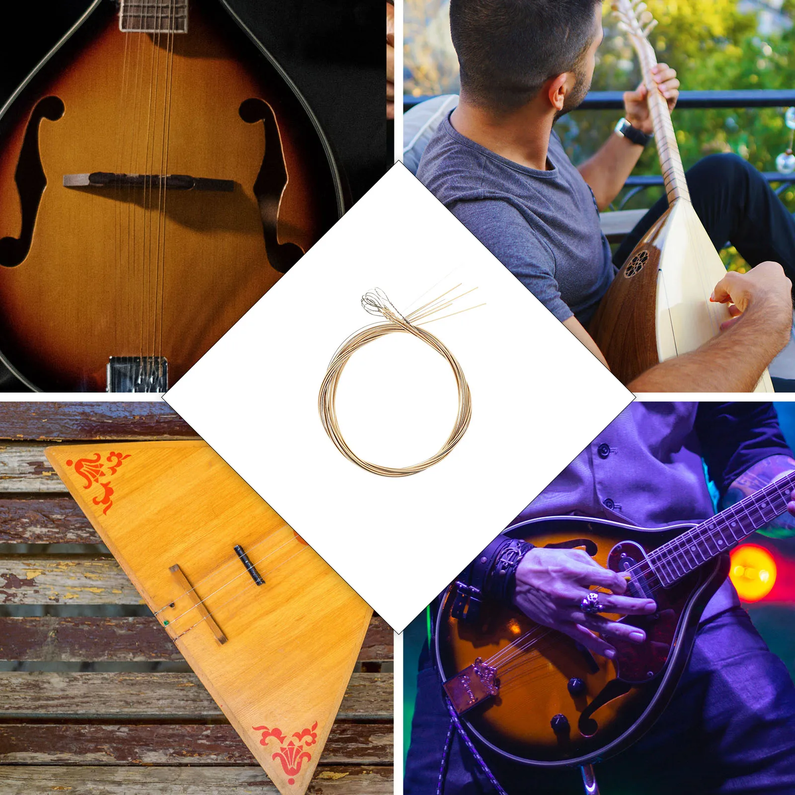 8Pcs Mandolin Strings Kit Easy to Install Strong Not Break Quickly Ideal for Regular Tuning Changes Mandolin Accessories