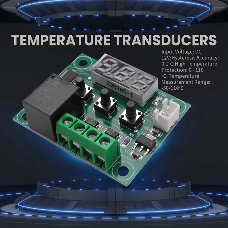 Módulo controlador de temperatura Digital, interruptor electrónico, caja acrílica, 4 piezas, W1209 DC