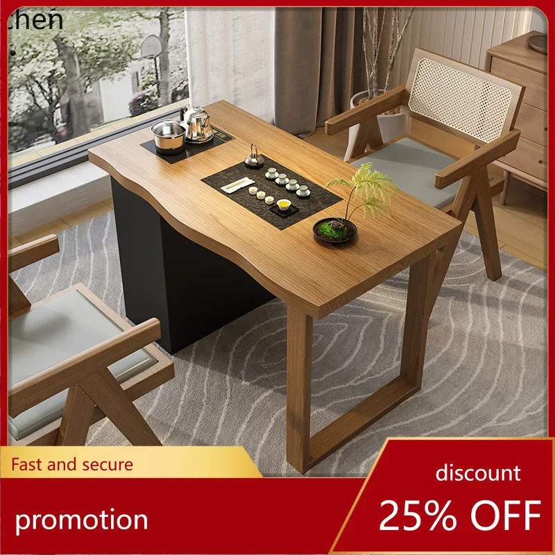 

LXC Movable Balcony Home Small Tea Table Solid Wood Tea Table Chair Set Living Room Small Tea Brewing Table