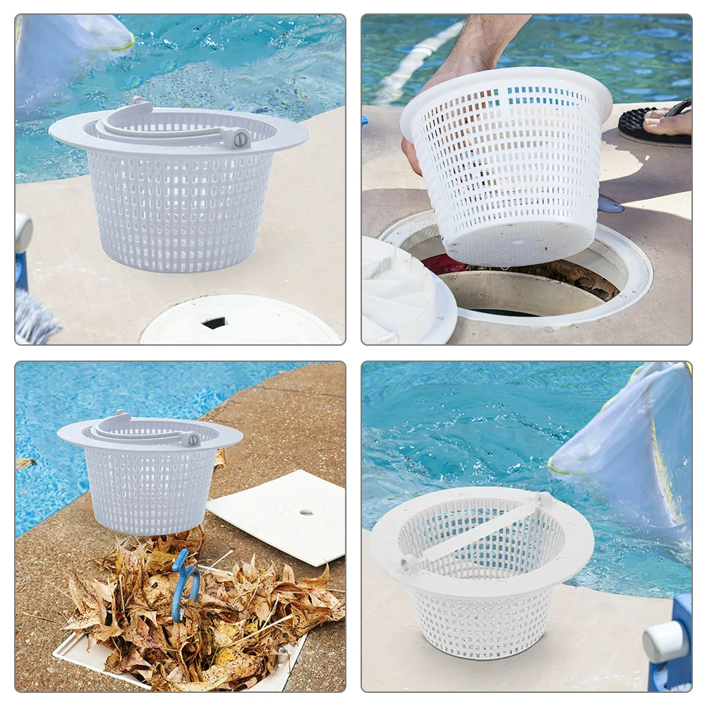 Cesta de filtro de natação, cesta de bomba de plástico para piscina, dispositivo de fornecimento de filtro, sistema anti entupimento, ferramenta de limpeza, acessório de piscina
