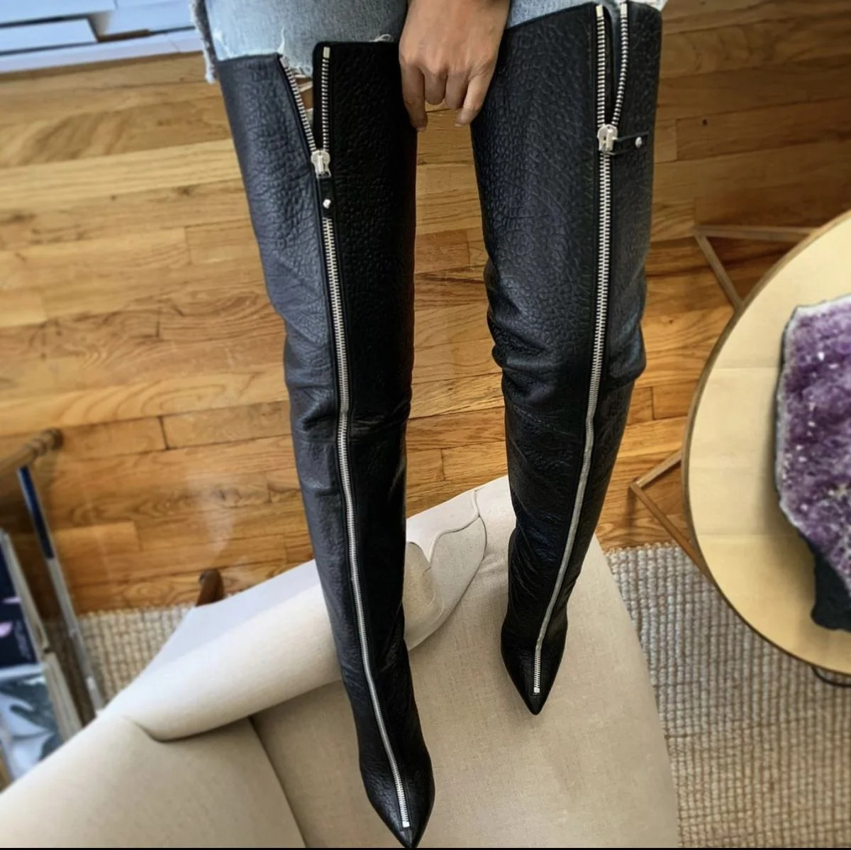 

Women's Pointed Zipper over Knee Boots Street Style Stiletto Leather Boot Solid Color Autumn Fashion Party Casual Boot