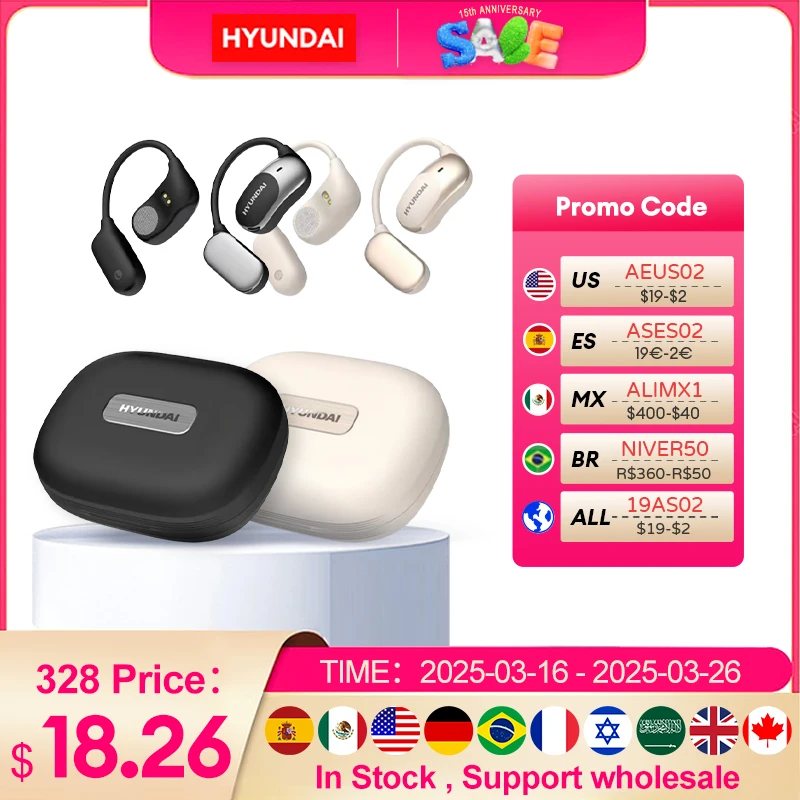 HYUNDAI HY-Fit2 AI Bluetooth 5.4 Earphones Open Ear Wireless Headphone Multi matlanguage Face to Face interpretation For Working